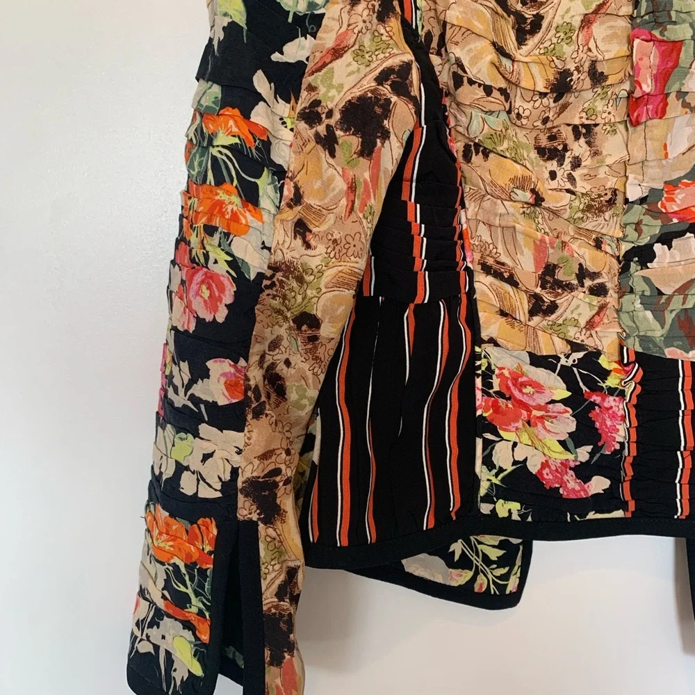 Zara Floral Patchwork Black Multicolor Blazer Jacket - Picture 9 of 9